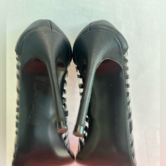 DKNY Zebra Heels - Black & Clear Size 8.5/9 Lightly Used Mob Wife Office Siren - Picture 4 of 11